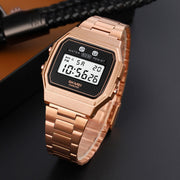 SKMEI 1952 Resin Mirror ABS Case Water-resistant Electronic Watch(Silver Steel Belt)