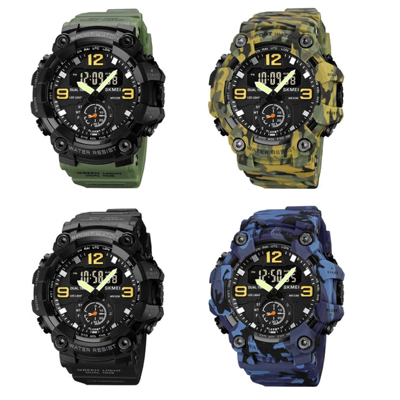SKMEI 1965 Stainless Steel Buckle PU Strap Water-resistant Electronic Watch(Black)