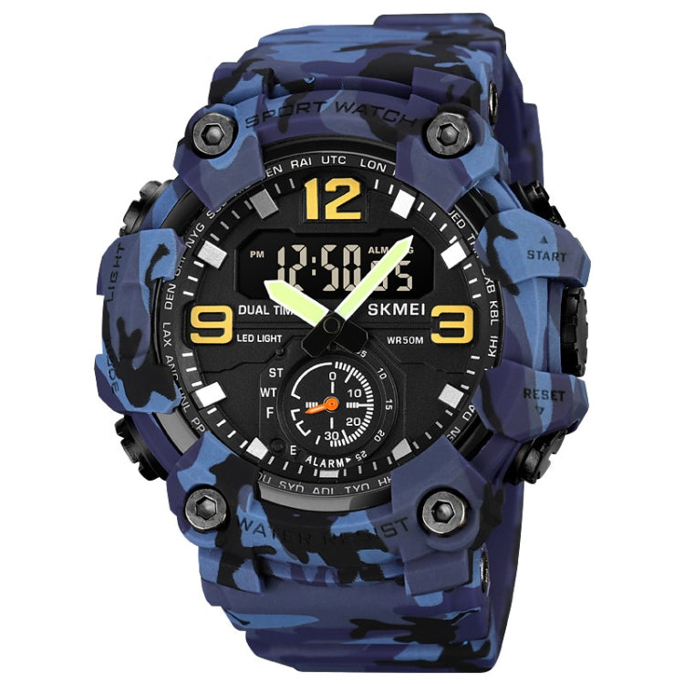 SKMEI 1965 Stainless Steel Buckle PU Strap Water-resistant Electronic Watch(Blue Camouflage)