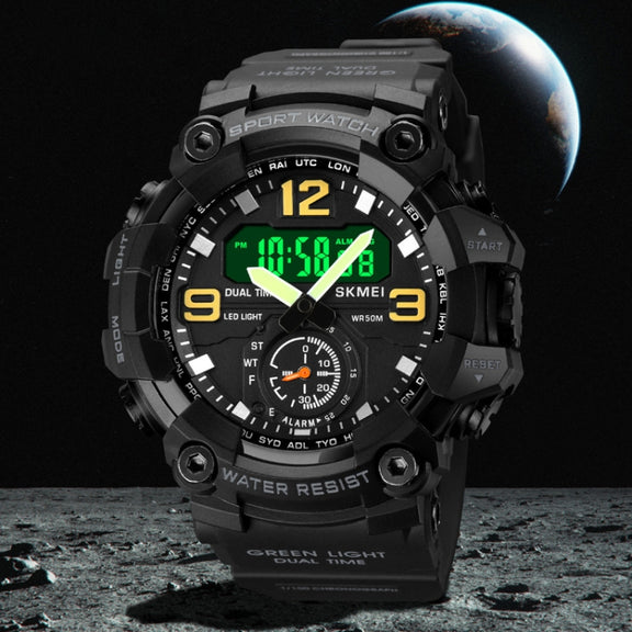 SKMEI 1965 Stainless Steel Buckle PU Strap Water-resistant Electronic Watch(Blue Camouflage)