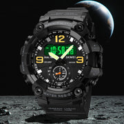 SKMEI 1965 Stainless Steel Buckle PU Strap Water-resistant Electronic Watch(Black)