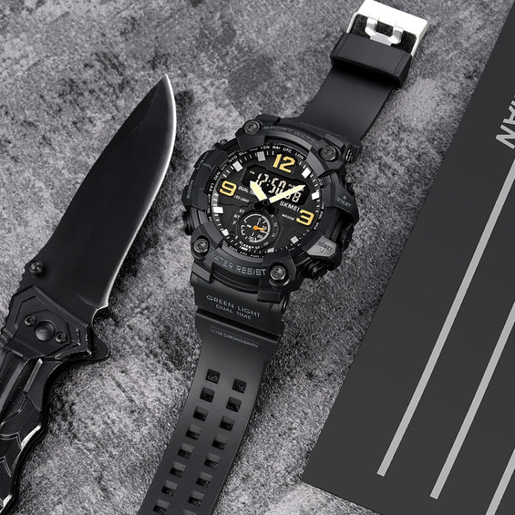 SKMEI 1965 Stainless Steel Buckle PU Strap Water-resistant Electronic Watch(Blue Camouflage)