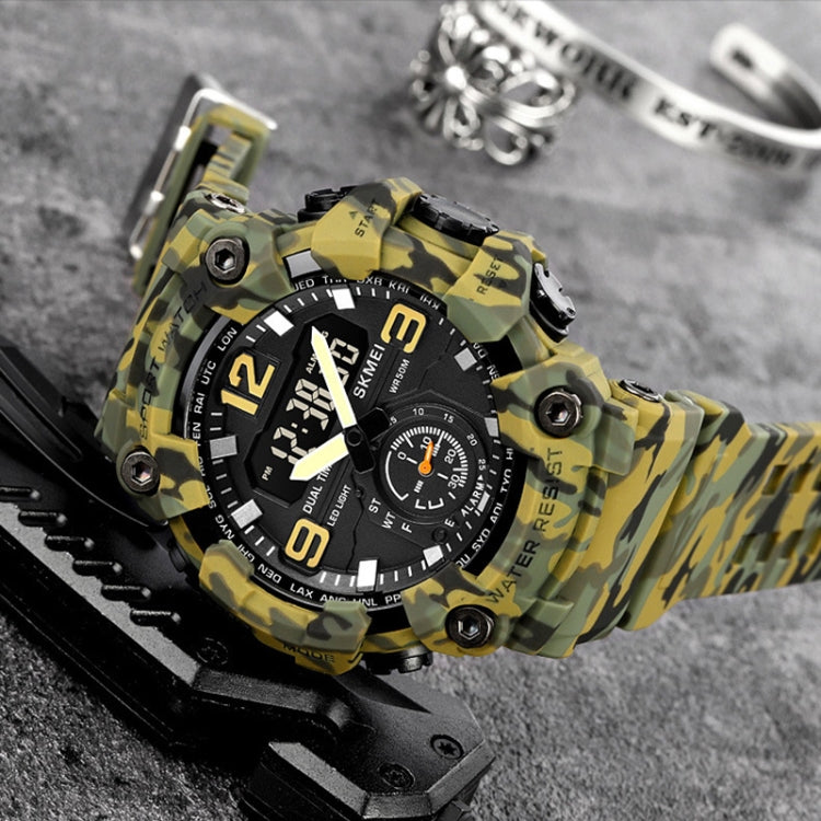 SKMEI 1965 Stainless Steel Buckle PU Strap Water-resistant Electronic Watch(Black)