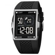 SKMEI 1967 Stainless Steel Buckle PU Strap Water-resistant Electronic Watch(Silver and Black Machine)