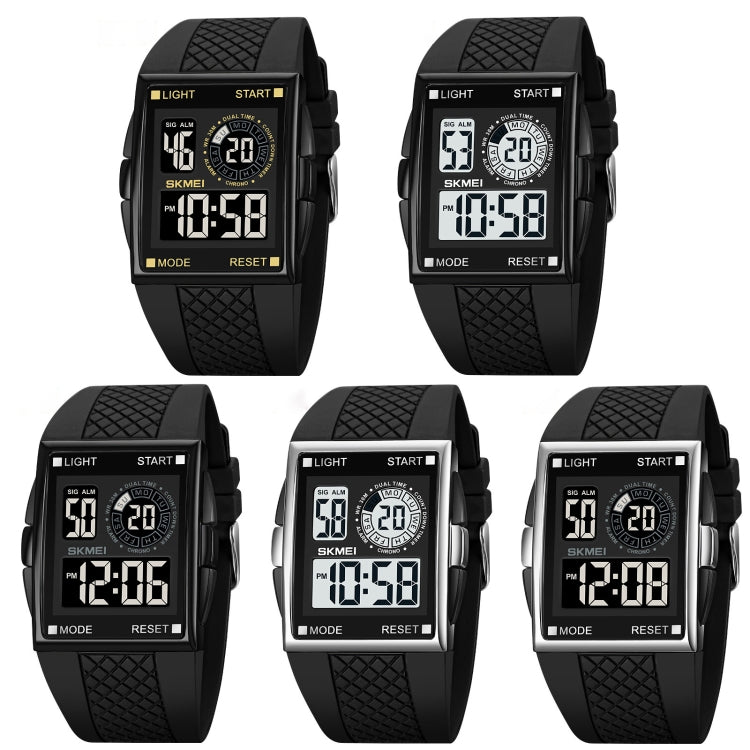 SKMEI 1967 Stainless Steel Buckle PU Strap Water-resistant Electronic Watch(Silver and Black Machine)