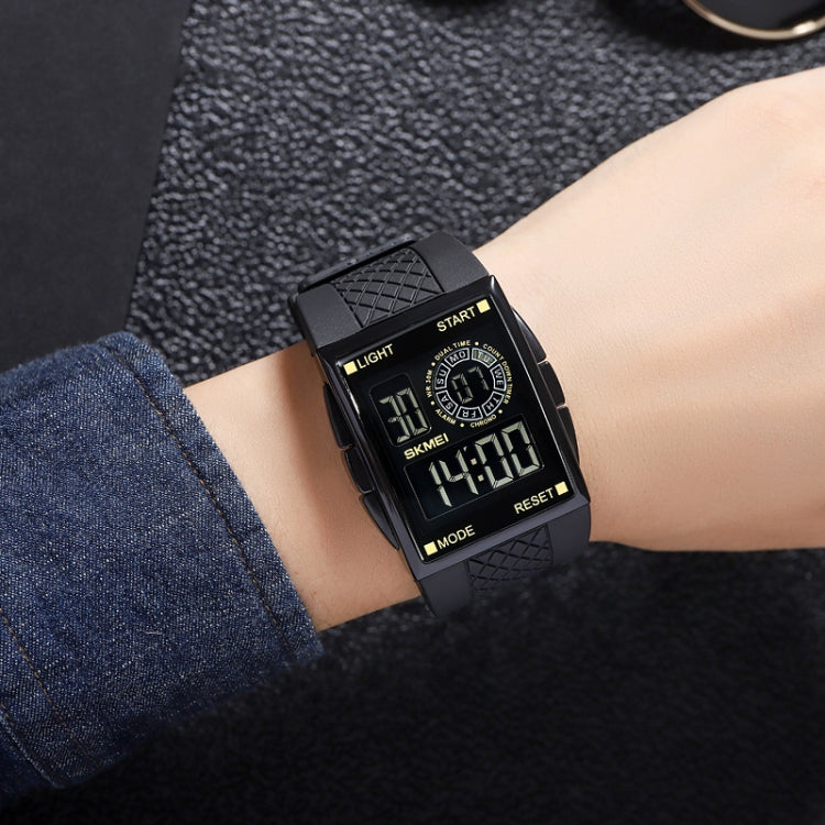 SKMEI 1967 Stainless Steel Buckle PU Strap Water-resistant Electronic Watch(Black and White Machine)