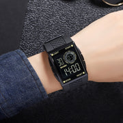 SKMEI 1967 Stainless Steel Buckle PU Strap Water-resistant Electronic Watch(Silver and Black Machine)