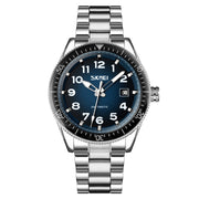 SKMEI 9232 Stainless Steel Buckle Glass Mirror Water-resistant Resistant Quartz Watch(Silver Shell Blue Surface)