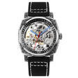 SKMEI 9271 Stainless Steel Buckle Leather Strap Waterproof Mechanical Watch(Black) - free shipping - PMC TechLife - Order now!