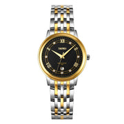 SKMEI 9272 Stainless Steel Buckle Strap Water-resistant Quartz Watch Women(Gold and Black)