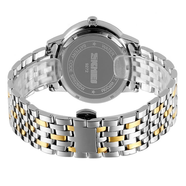 SKMEI 9272 Stainless Steel Buckle Strap Water-resistant Quartz Watch Women(Gold and Black)