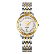 SKMEI 9272 Stainless Steel Buckle Strap Water-resistant Quartz Watch Women(Gold and Silver)