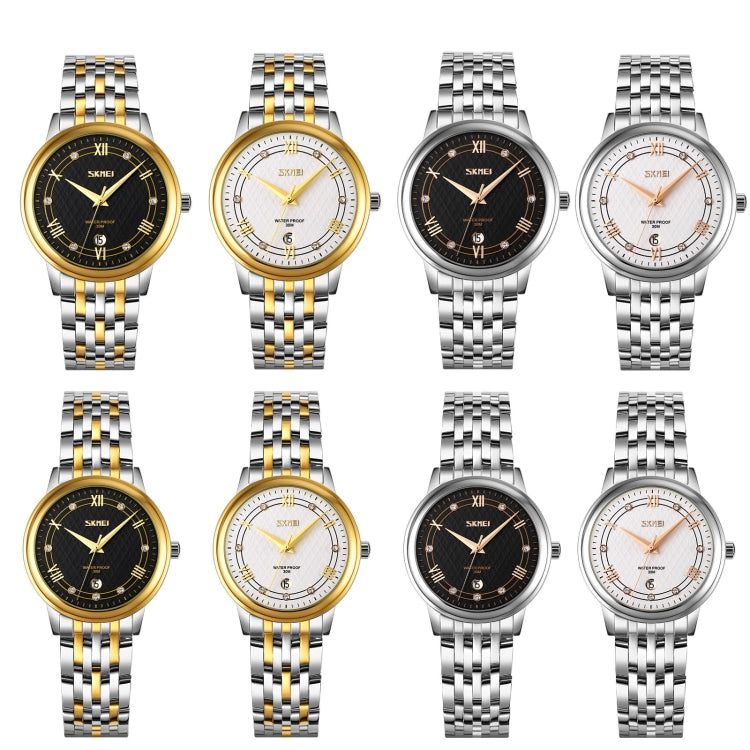 SKMEI 9272 Stainless Steel Buckle Strap Water-resistant Quartz Watch Women(Silver Shell Silver Surface)