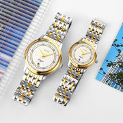 SKMEI 9272 Stainless Steel Buckle Strap Water-resistant Quartz Watch Women(Silver Shell Silver Surface)