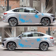 2 PCS/Set D-72 Butterfly Love Flower Pattern Car Modified Decorative Sticker(Blue)