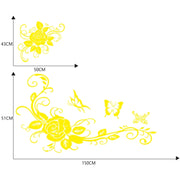 2 PCS/Set D-72 Butterfly Love Flower Pattern Car Modified Decorative Sticker(Yellow)