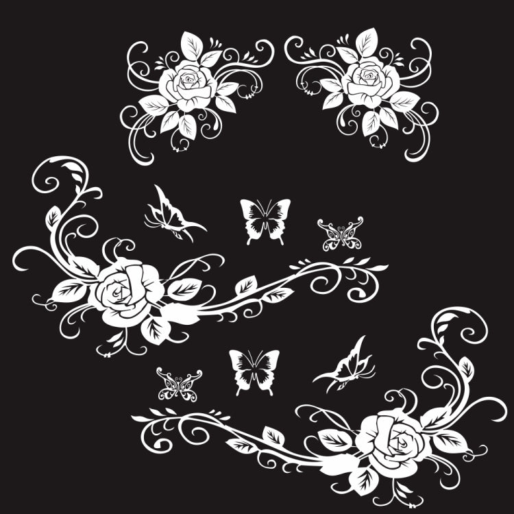 2 PCS/Set D-72 Butterfly Love Flower Pattern Car Modified Decorative Sticker(White)