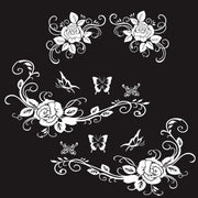 2 PCS/Set D-72 Butterfly Love Flower Pattern Car Modified Decorative Sticker(White)