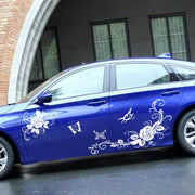 2 PCS/Set D-72 Butterfly Love Flower Pattern Car Modified Decorative Sticker(White)
