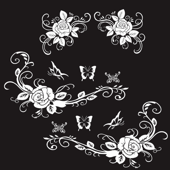2 PCS/Set D-72 Butterfly Love Flower Pattern Car Modified Decorative Sticker(White)