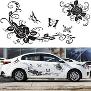 2 PCS/Set D-72 Butterfly Love Flower Pattern Car Modified Decorative Sticker(Blue)