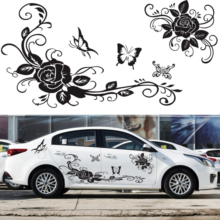 2 PCS/Set D-72 Butterfly Love Flower Pattern Car Modified Decorative Sticker(Blue)