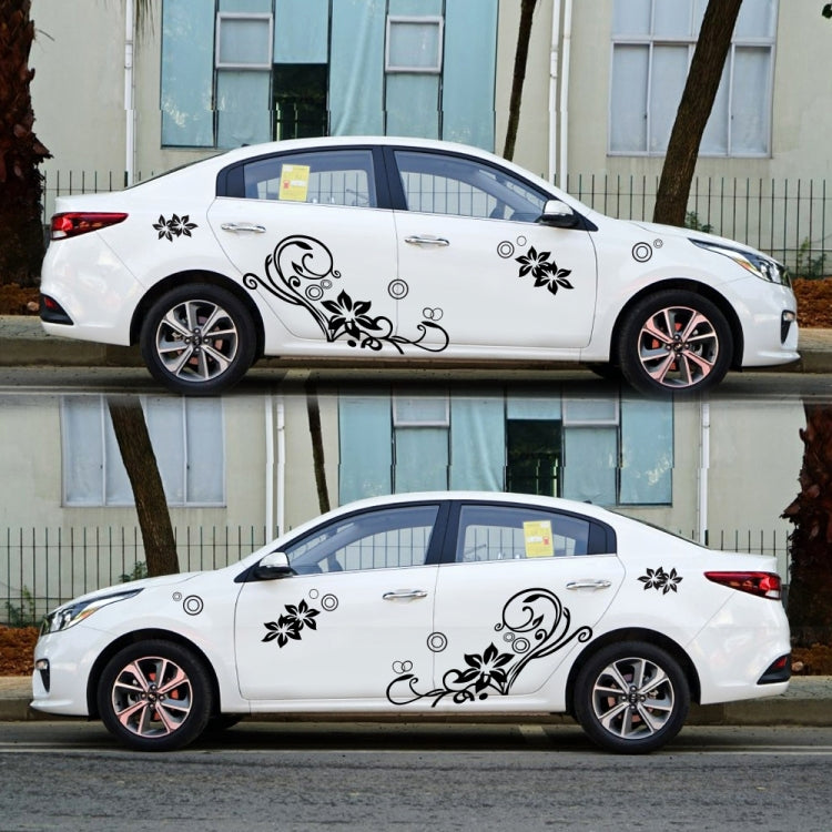 2 PCS/Set D-75 Flower Vine Pattern Car Modified Decorative Sticker(Black)