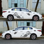 2 PCS/Set D-75 Flower Vine Pattern Car Modified Decorative Sticker(Black)