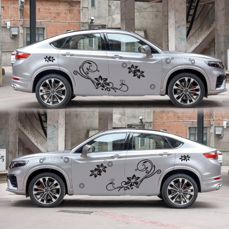 2 PCS/Set D-75 Flower Vine Pattern Car Modified Decorative Sticker(Black)