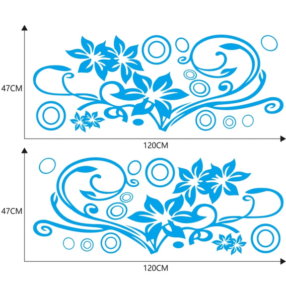 2 PCS/Set D-75 Flower Vine Pattern Car Modified Decorative Sticker(Blue)
