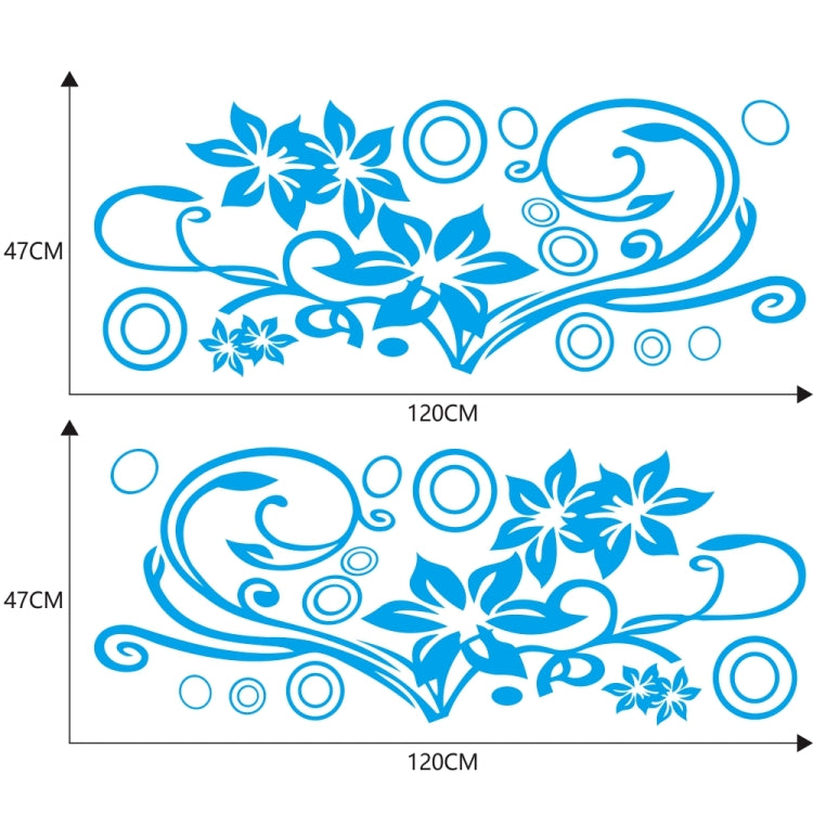 2 PCS/Set D-75 Flower Vine Pattern Car Modified Decorative Sticker(Blue)