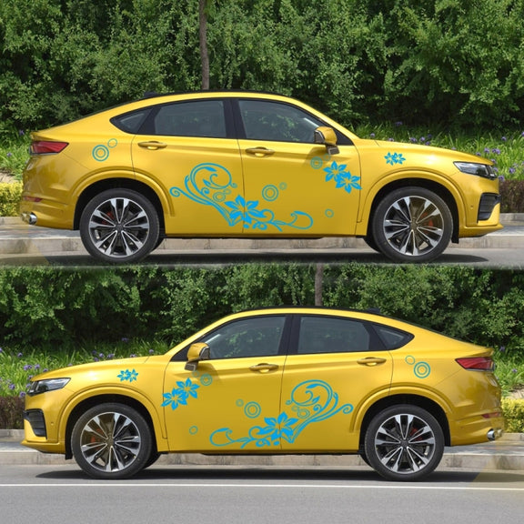 2 PCS/Set D-75 Flower Vine Pattern Car Modified Decorative Sticker(Blue)