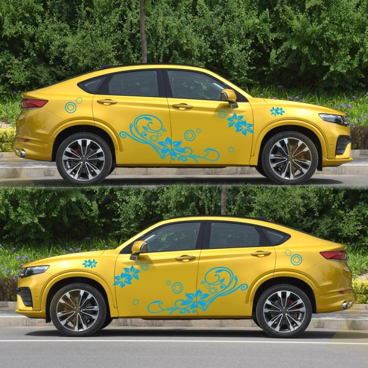 2 PCS/Set D-75 Flower Vine Pattern Car Modified Decorative Sticker(Blue)