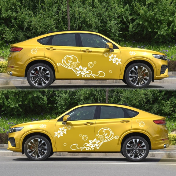 2 PCS/Set D-75 Flower Vine Pattern Car Modified Decorative Sticker(Light Grey)