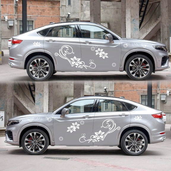 2 PCS/Set D-75 Flower Vine Pattern Car Modified Decorative Sticker(Light Grey)