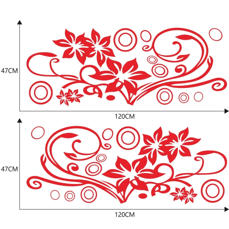2 PCS/Set D-75 Flower Vine Pattern Car Modified Decorative Sticker(Red)