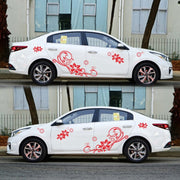 2 PCS/Set D-75 Flower Vine Pattern Car Modified Decorative Sticker(Red)