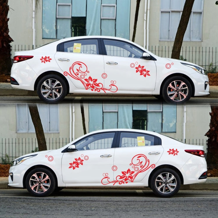 2 PCS/Set D-75 Flower Vine Pattern Car Modified Decorative Sticker(Red)