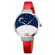 SKMEI 9279 Stainless Steel Buckle Genuine Leather Strap Water-resistant Quartz Watch(Red)