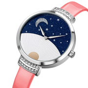 SKMEI 9279 Stainless Steel Buckle Genuine Leather Strap Water-resistant Quartz Watch(Red)