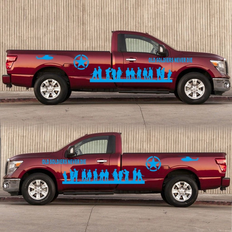 2 PCS/Set D-84 Old Soldiers Pattern Car Modified Decorative Sticker(Blue)
