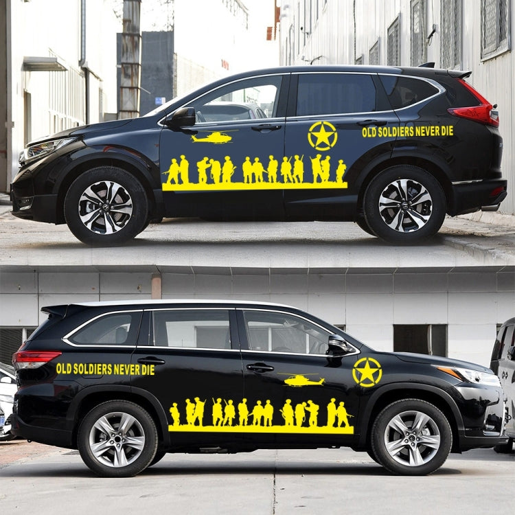 2 PCS/Set D-84 Old Soldiers Pattern Car Modified Decorative Sticker(Yellow)