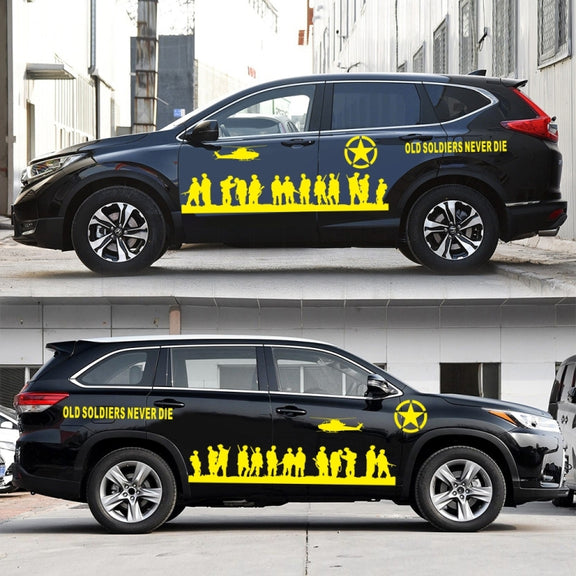 2 PCS/Set D-84 Old Soldiers Pattern Car Modified Decorative Sticker(Yellow)