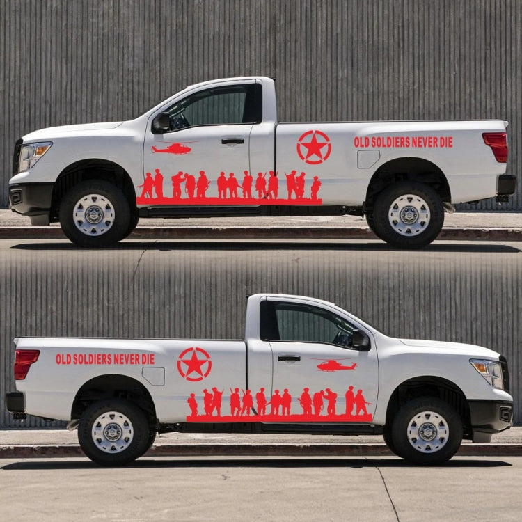2 PCS/Set D-84 Old Soldiers Pattern Car Modified Decorative Sticker(Red)