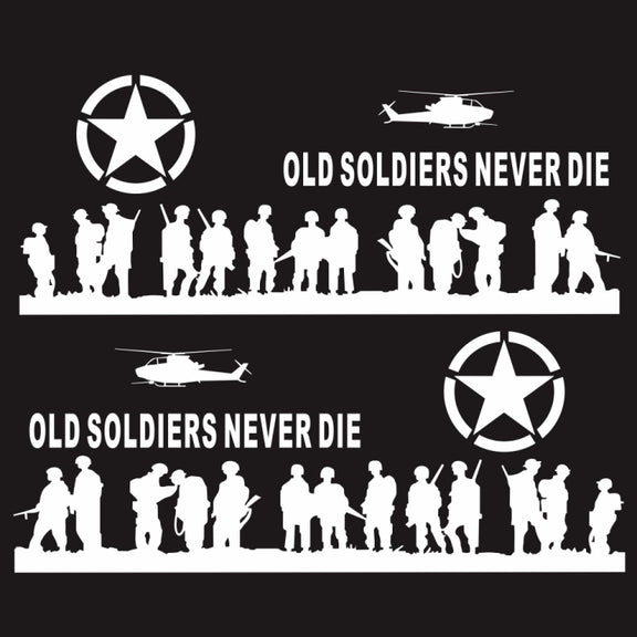 2 PCS/Set D-84 Old Soldiers Pattern Car Modified Decorative Sticker(White)