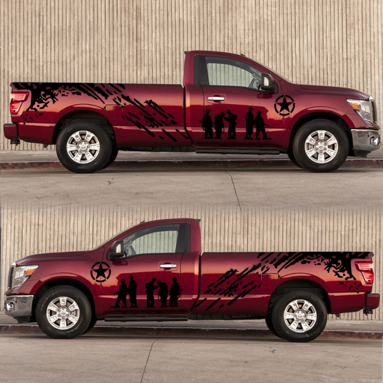 2 PCS/Set D-123 Soldiers Pattern Car Modified Decorative Sticker(Black)