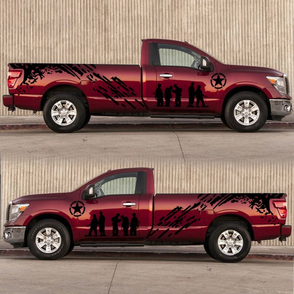 2 PCS/Set D-123 Soldiers Pattern Car Modified Decorative Sticker(Black)