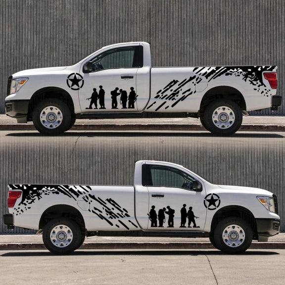2 PCS/Set D-123 Soldiers Pattern Car Modified Decorative Sticker(Black)