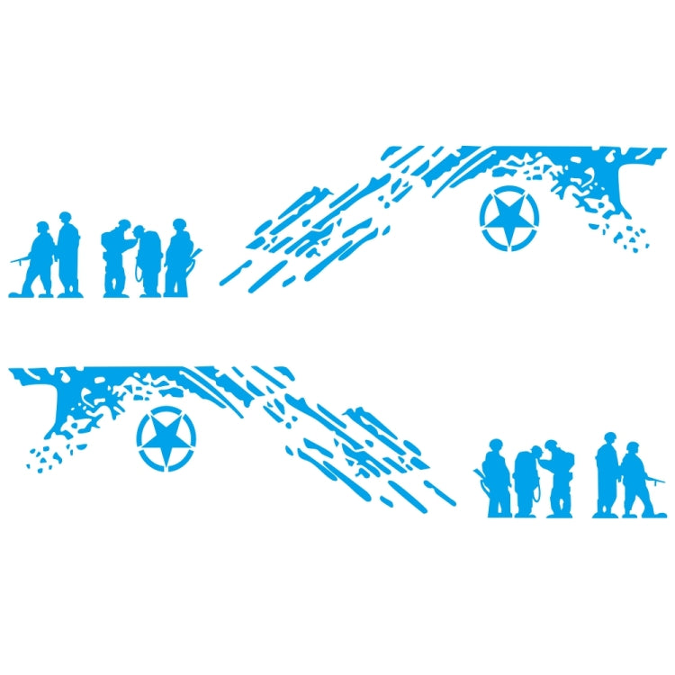 2 PCS/Set D-123 Soldiers Pattern Car Modified Decorative Sticker(Blue)
