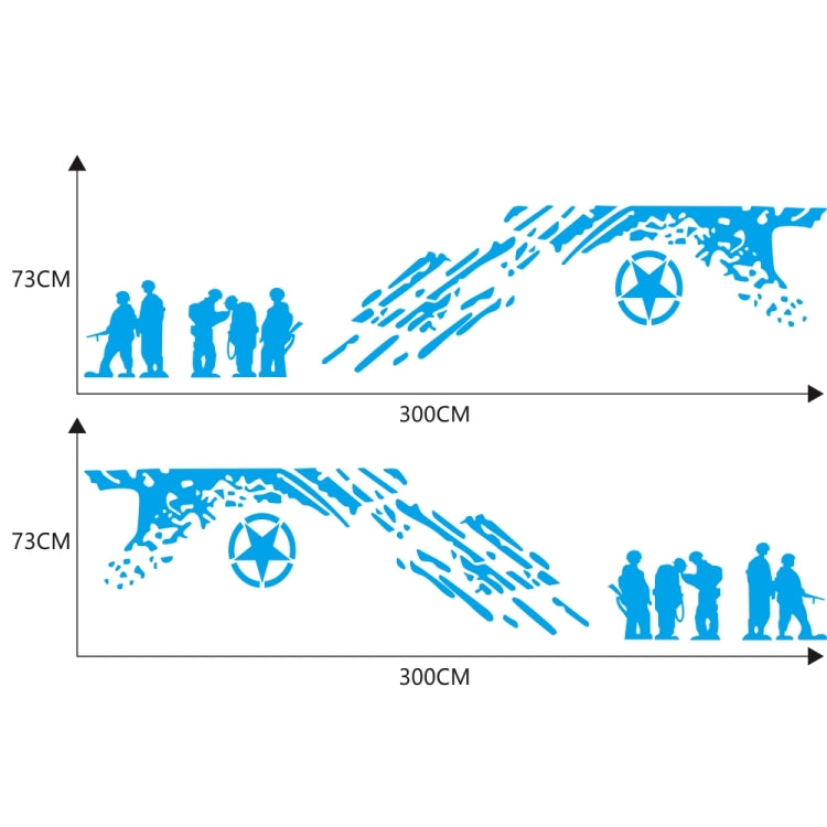 2 PCS/Set D-123 Soldiers Pattern Car Modified Decorative Sticker(Blue)